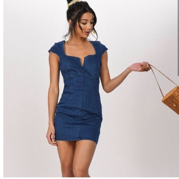 Free People Body Con Sleeveless Denim Dress Dress - 2 - Picture 2 of 5